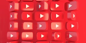 collage of youtube logos on red background