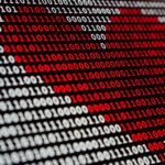 zero and ones binary repeated, with a heart drawn in the middle