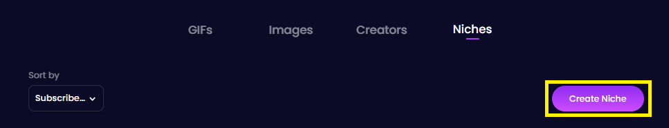 Click the create a niche button to add a new niche to the site!