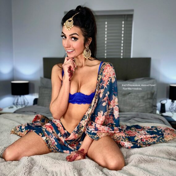 british pornstar Aaliyah Yasin wearing headdress