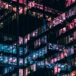 building with lights on