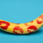 banana with lipstick kisses